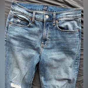 Gap High Rise Cheeky Straight Jean with Distressed Details